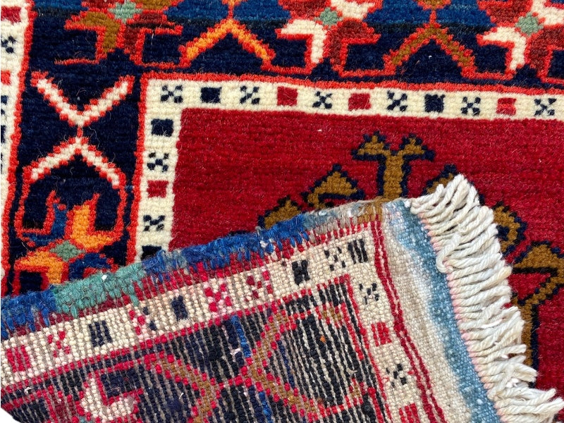 Lot de 2 Tapis Orientaux Faits Main – Laine sur Coton – 54x50 cm – Tapis Vintage Bohème