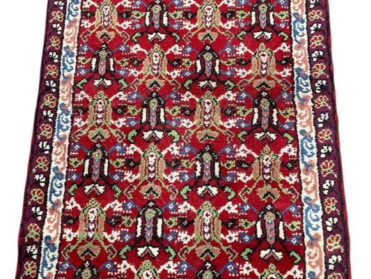 Tapis Oriental Vintage Noué Main – Laine sur Coton – 160 x 88 cm – Pièce Unique
