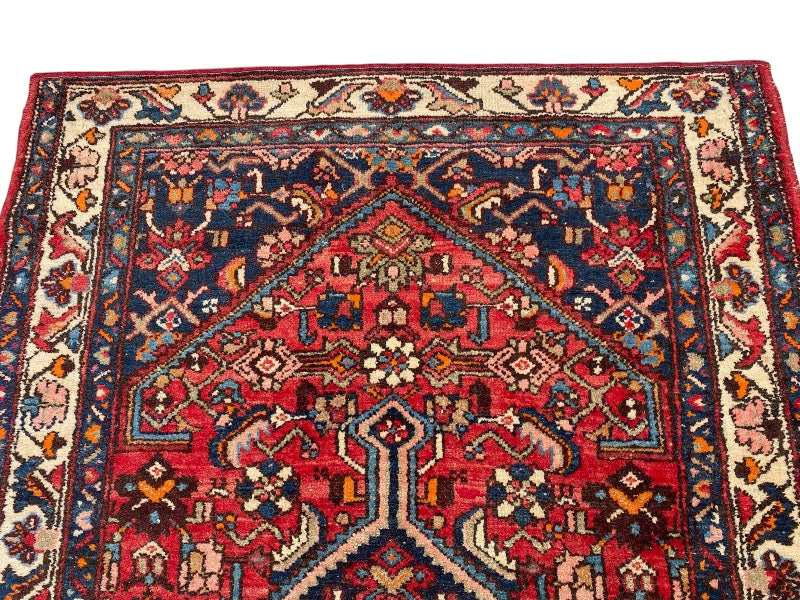 Tapis Oriental Vintage Noué Main – Laine Naturelle – 189 x 125 cm – Pièce Unique