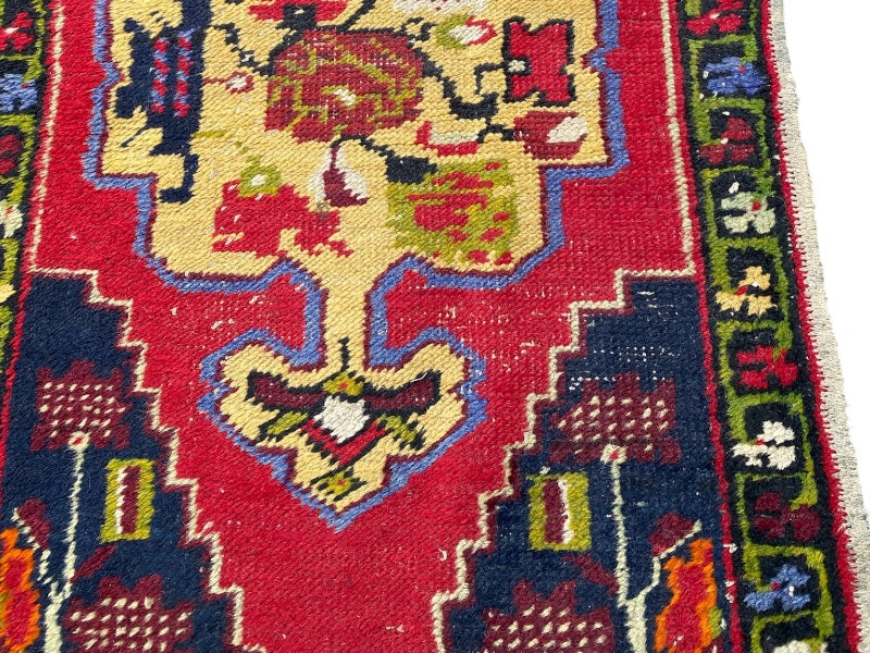 Tapis Oriental Vintage Fait Main Laine – Rug Handmade – 92 X 55 cm