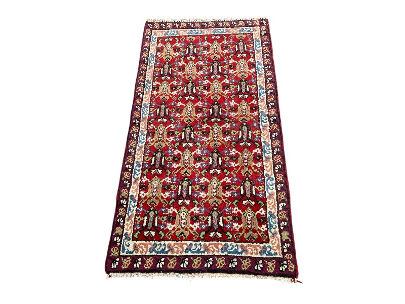 Tapis Oriental Vintage Noué Main – Laine sur Coton – 160 x 88 cm – Pièce Unique