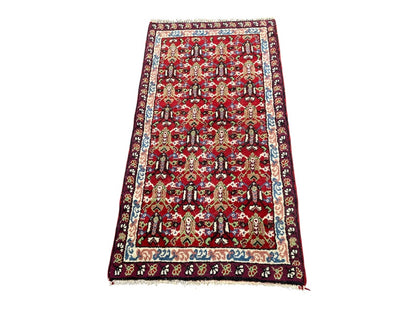 Tapis Oriental Vintage Noué Main – Laine sur Coton – 160 x 88 cm – Pièce Unique