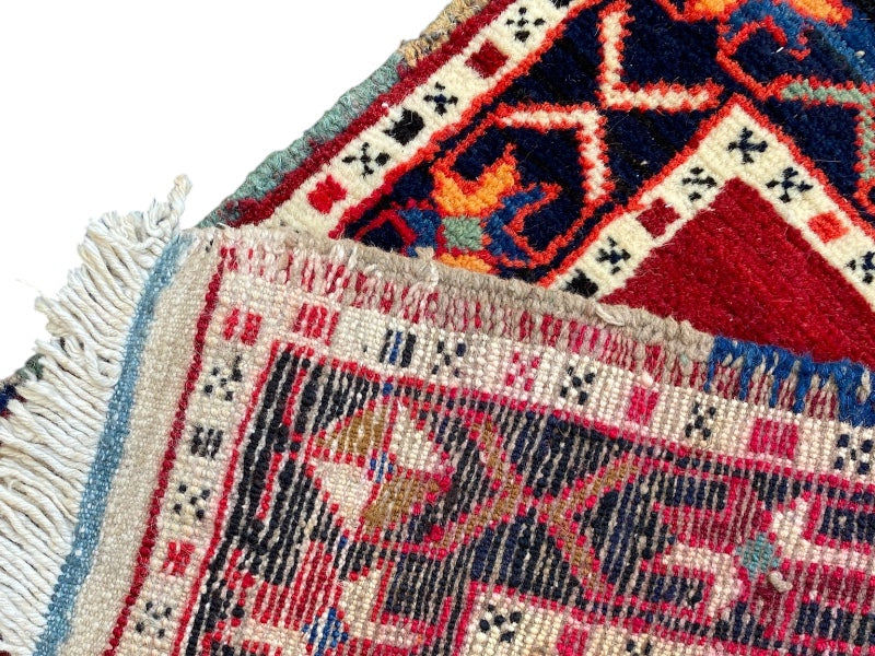 Lot de 2 Tapis Orientaux Faits Main – Laine sur Coton – 54x50 cm – Tapis Vintage Bohème