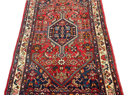 Tapis Oriental Vintage Noué Main – Laine Naturelle – 189 x 125 cm – Pièce Unique