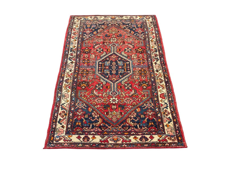 Tapis Oriental Vintage Noué Main – Laine Naturelle – 189 x 125 cm – Pièce Unique