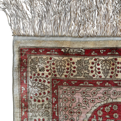 Tapis en soie sur soie Hereke Signé Mehrab Design - 65 x 44 cm