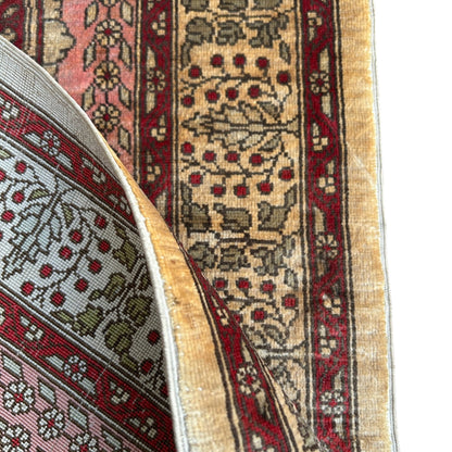 Tapis en soie sur soie Hereke Signé Mehrab Design - 65 x 44 cm