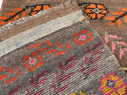 Tapis oriental vintage fait main – Turc – 113 x 54 cm