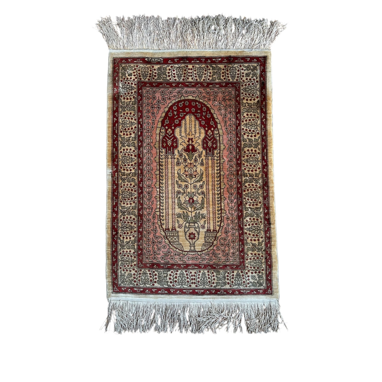 Tapis en soie sur soie Hereke Signé Mehrab Design - 65 x 44 cm
