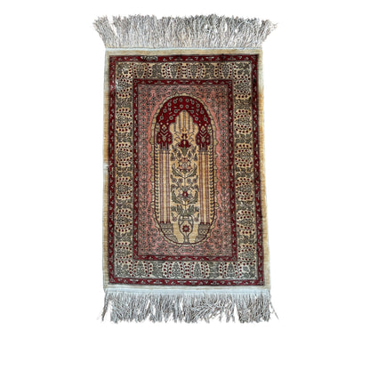 Tapis en soie sur soie Hereke Signé Mehrab Design - 65 x 44 cm