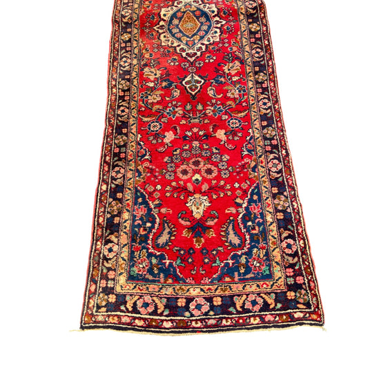 Tapis oriental vintage fait main – tapis d'orient – 295 x 84 cm - tapis de couloir runner