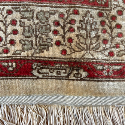 Tapis en soie sur soie Hereke Signé Mehrab Design - 65 x 44 cm