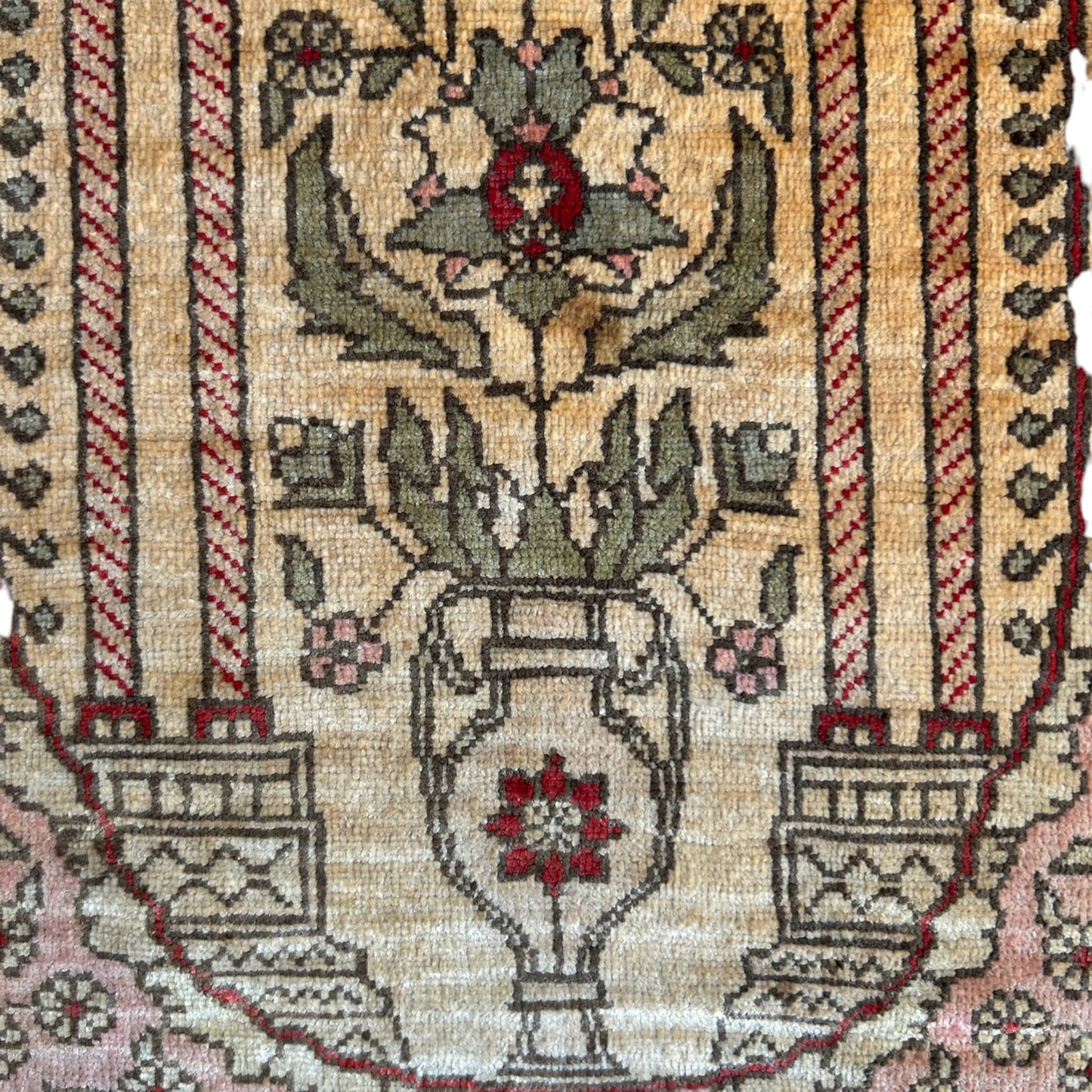 Tapis en soie sur soie Hereke Signé Mehrab Design - 65 x 44 cm