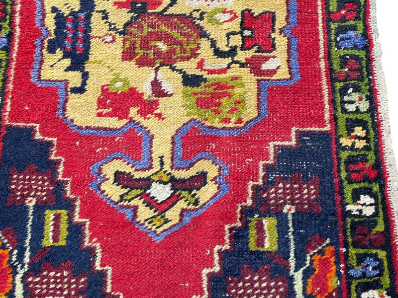 Tapis Oriental Vintage Fait Main Laine – Rug Handmade – 92 X 55 cm