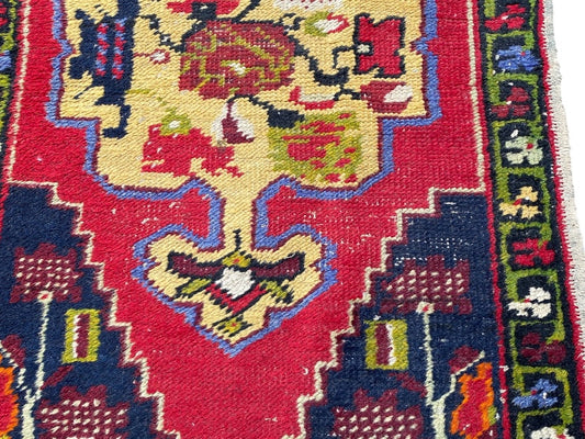 Tapis Oriental Vintage Fait Main Laine – Rug Handmade – 92 X 55 cm