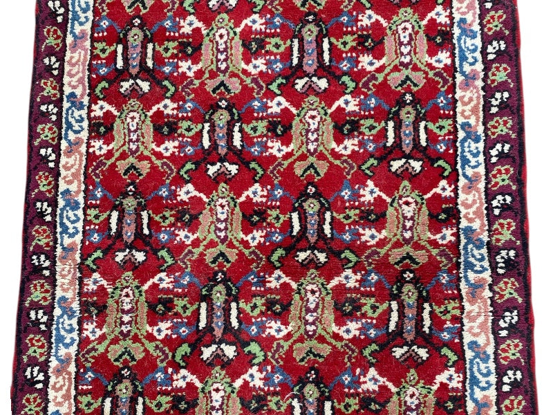 Tapis Oriental Vintage Noué Main – Laine sur Coton – 160 x 88 cm – Pièce Unique